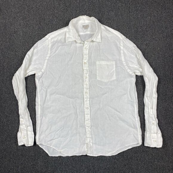 J.Crew Shirt White Linen Blend Old Money Long Sleeve Button Down Size Large - Picture 1 of 5